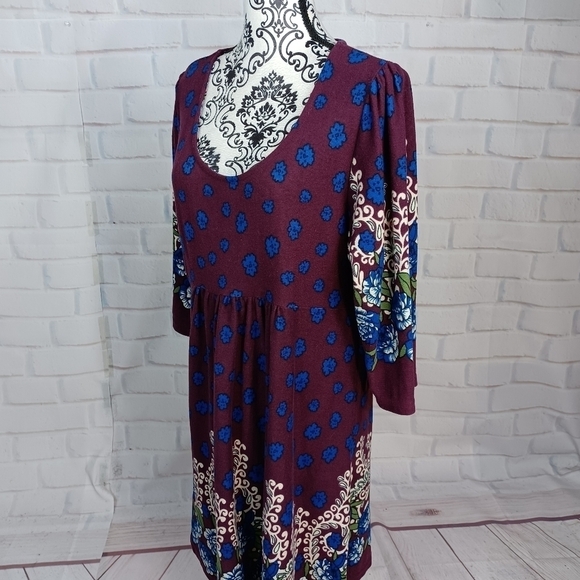 R & B collection women's size 1x stretch knit floral print popover dress b11 - Picture 8 of 9